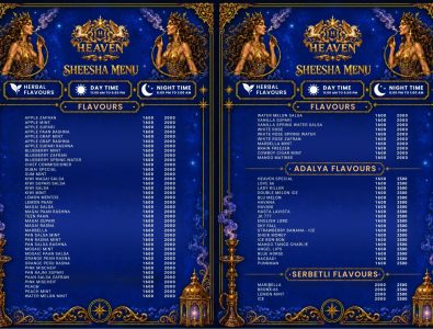 new sheesha menu